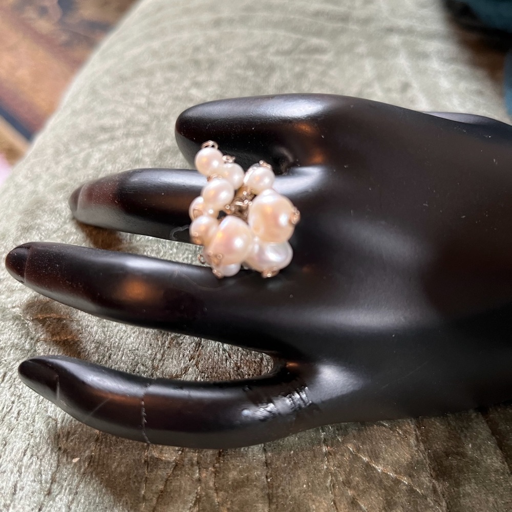 Pearl Cluster Ring Adjustable - image 3
